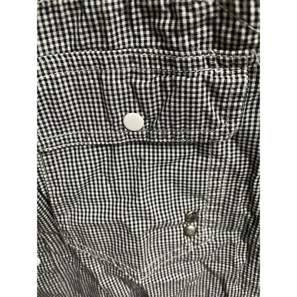 Silver Jeans Co Black White Check Western Mens Snap Button Down Shirt L/S - Picture 3 of 5